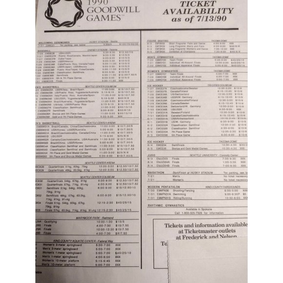 Goodwill Games 1990 Ticket Packages Booklet, Forms & Return Envelope Seattle, WA - Picture 3 of 5